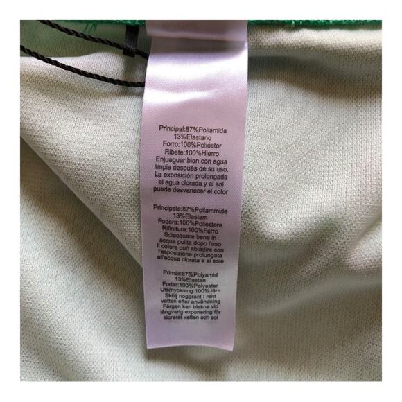 Pretty Little Thing NWT Green Bead Detail Ruched Cut Out Plus Swimsuit Size 22 - Picture 9 of 15